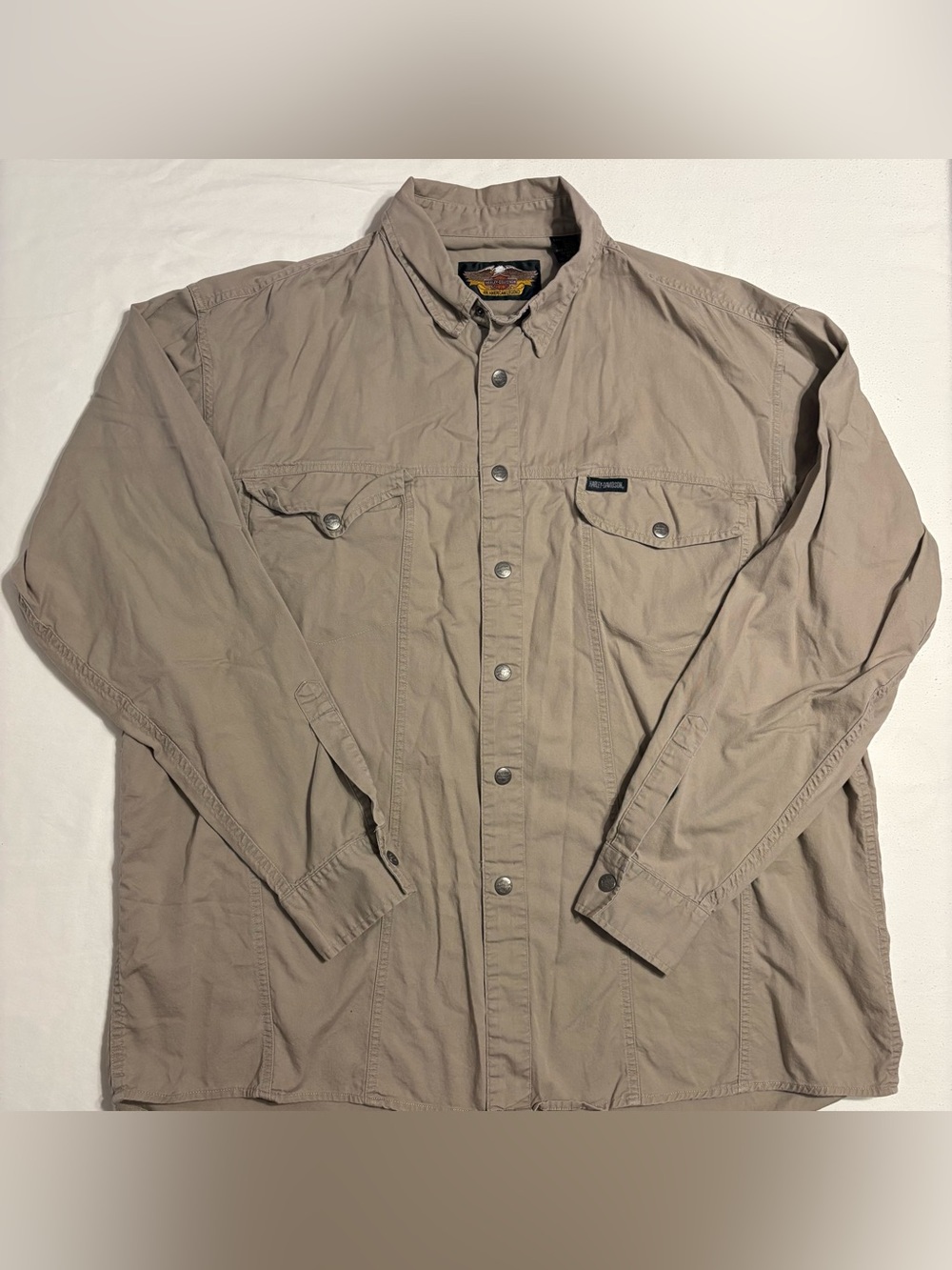 Vintage Harley-Davidson Button Down Shirt Cotton Fabric Metal Snap Closure
